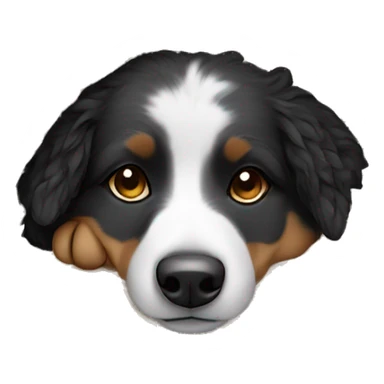 Small black australian shepherd dog sleeping with knit blanket  sticker