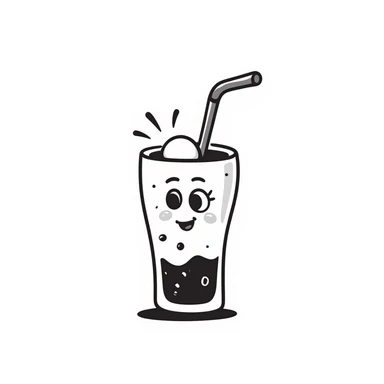 hand drawn doodle style drink with a playful face and simple lines sticker