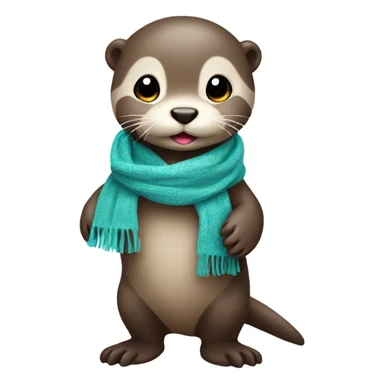 Cute baby otter. Wearing scarf. Full body.  sticker