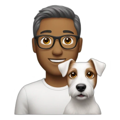 White Man with demi hair with glasses with jack russell terrier dog sticker