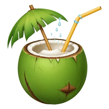Green Coconut with straw sticker