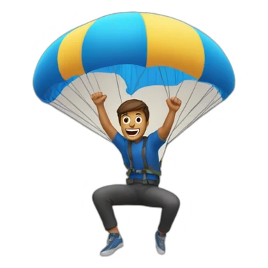 man jumping with a parachute sticker