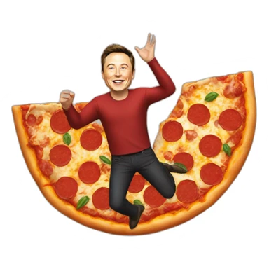 Elon musk flying on a pizza sticker