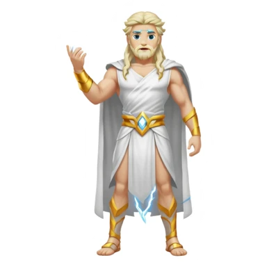 Zeus, whole body, white clothes, long hair, lightnings sticker
