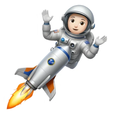 astronaut straddling a rocket taking off into space sticker