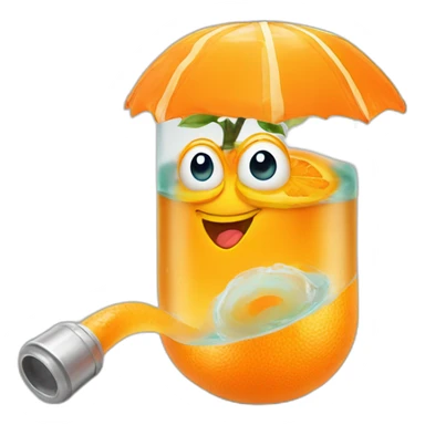 Orange water tunbler with handle sticker