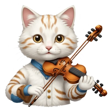 white cat play violin sticker