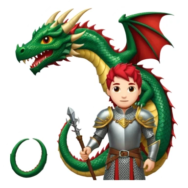 a dragon tamer in medieval time with a dragon next to him sticker