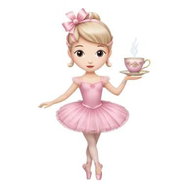 a ballerina with a teacup for a head. She is wearing a classic pink tutu and ballet slippers sticker