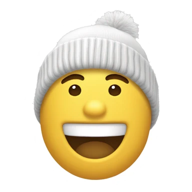 chico piel blanca, riendo , gorro de lana color moztaza sticker