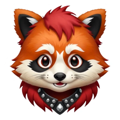 punk red panda with red and black hair sticker