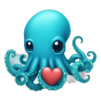 Cute blue kraken making heart with tentacle sticker