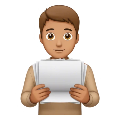 a man holds several sheets of paper in his hands sticker