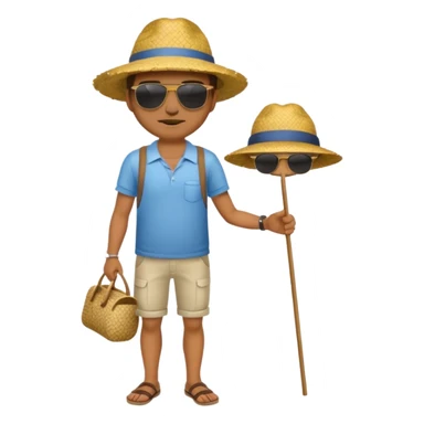 full body man with strow hat sticker