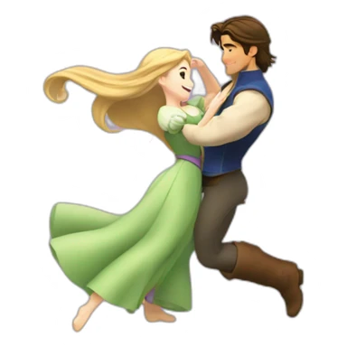 Rapunzel and Flynn Rider dancing anime style sticker