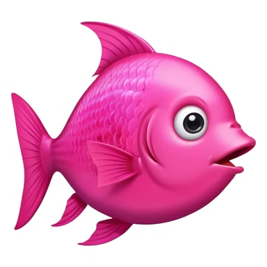 extremely derpy bright pink fish in perfect side profile facing right, wide surprised eye, big open mouth with visible tongue, stupid gaping expression, flat 2D side view only sticker