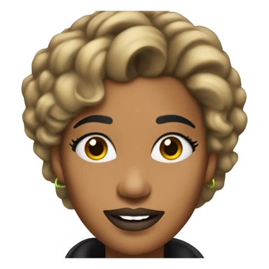 Tanned woman with black hair dressed in 1990s r&b hair, makeup, and neon attire  sticker