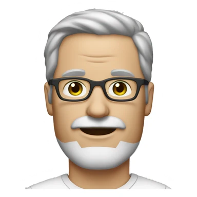 forty-year-old white man, brown-green eyes, short dark hair with graying, a mustache and beard only on the chin, fashionable glasses and an earring in the left ear sticker