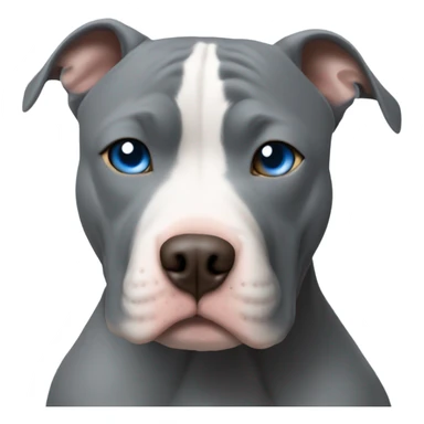 bald white man with blue eyes hugging all grey pit bull sticker