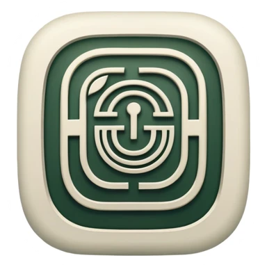 Elegant Mayan hieroglyph mail symbol with clean lines, minimalist design, only pure white and dark green colors, Apple-style aesthetic sticker