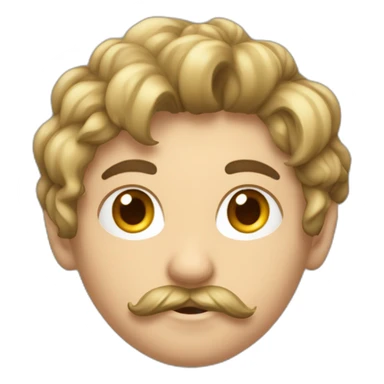 Un adolescent avec un léger bouc, et une légère moustache, avec les cheveux un peu court et qui tombe en avant. Tout ses poils sont chatin foncé sticker