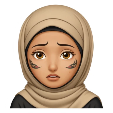 arab hijab ancient cry girl with tatooed sticker