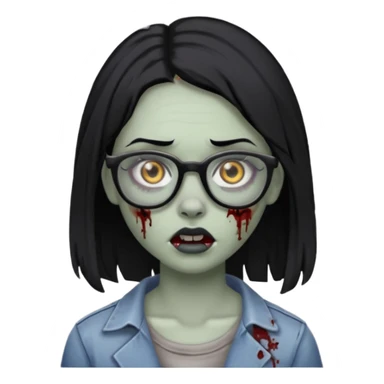 girl zombie with black hair nose piercing with glasses sticker