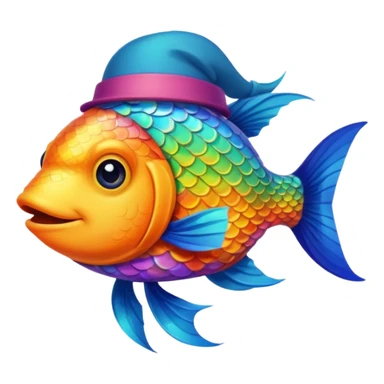 poisson avec chapeau sticker