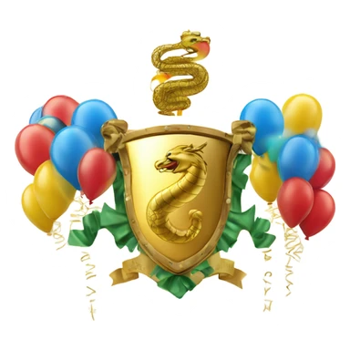 Coat of arms with golden serpent, new year 2025 ,champagne , balloons sticker