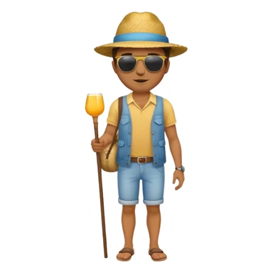 full body man with strow hat sticker