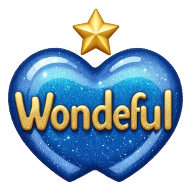 The word wonderful with glitter sticker