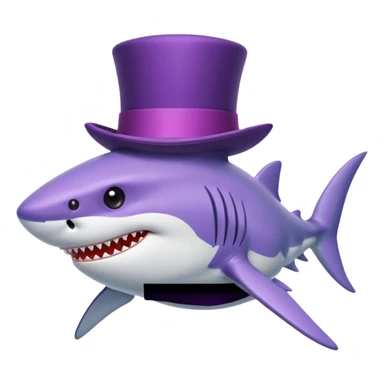 Shark with a top hat purple  sticker