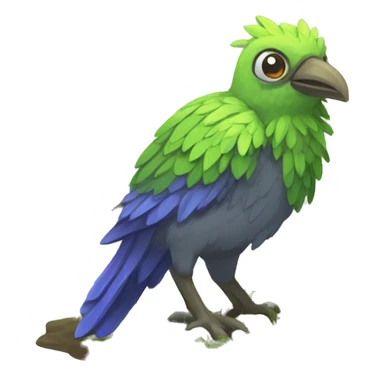 Colorful earthly muddy fresh Cool Cute Fantasy legendary swampy tree-jungle-bird plant-grass-type-Dendro-avian Fakemon full body sticker
