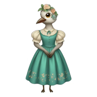 Cuckoo bird wearing a vintage dress sticker