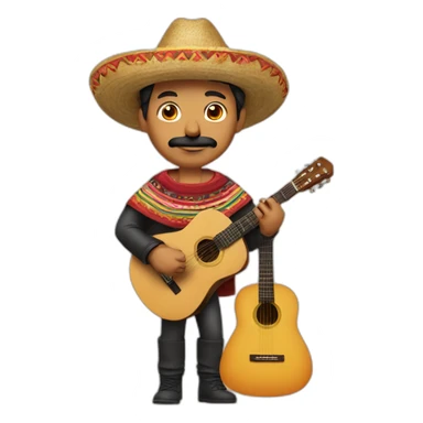 juan with a sombrero and poncho and moustache and guitar sticker