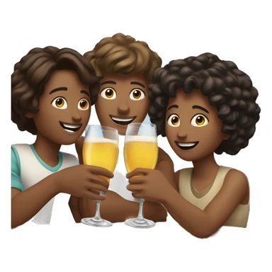 a group of friends toasting sticker