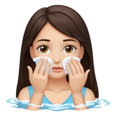 Brunette girl washing her eyes sticker