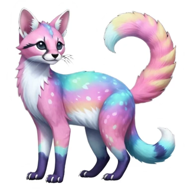 Colorful nebulae nebula starry galactical shiny tropical pale light fruity pastel white glorious iridescent divine exotic cute cool beautiful realistic antasy-caracal-civet-genet-sergal-vernid-Cacomistle-Trico-oncilla-animal-Fakémon-hybrid-fursona (full body) sticker
