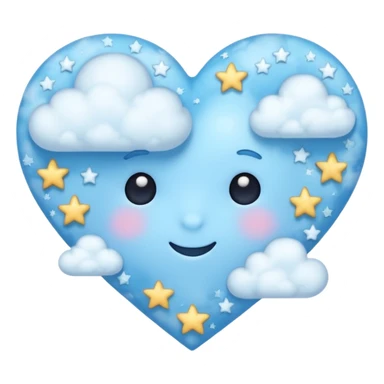 light blue heart with clouds and stars sticker