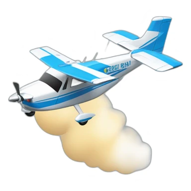 avion cessna 172 celeste, blanco y azul sticker