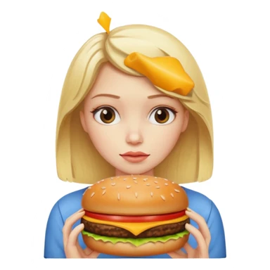 Girl with eating disorder pining for a cheeseburger. Blonde girl. sticker