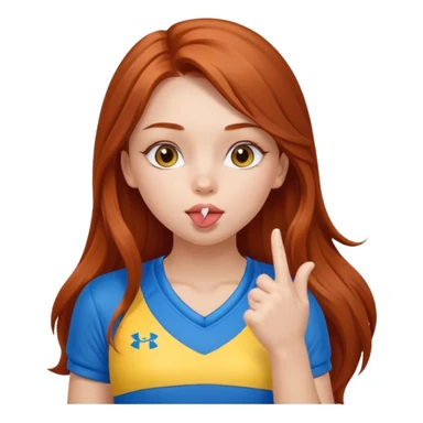 A cute ukrainian girl, with long auburn hair, playing sports, she's blowing a kiss. sticker