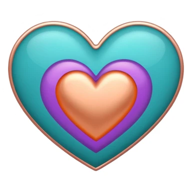 I need a teal, orange , purple, and rose gold Heart emoji that looks like a cartoon  sticker