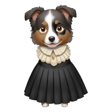 berger australien noir et blanc avec une jupe sticker