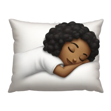 black hair girl sleeping on white pillow sticker