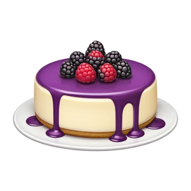 classic emoji style minimalistic blackberry cheesecake with blackberry sauce sticker