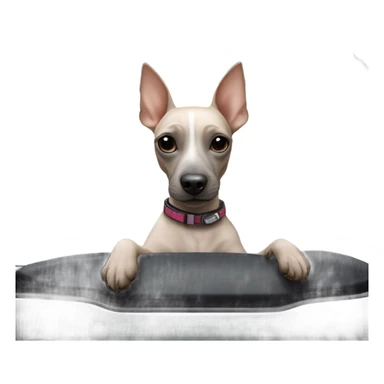 American Hairless Terrier with bmw sticker