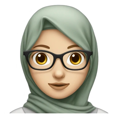 a white girl with hijab and glasses sticker