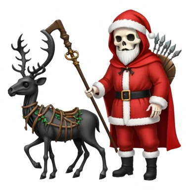 the Grim reaper dressed as Santa.... What gifts would be in his Sleigh.... What would his Sleigh likely look like.... Would the reindeer be skeletons, or ordinary reindeer sticker