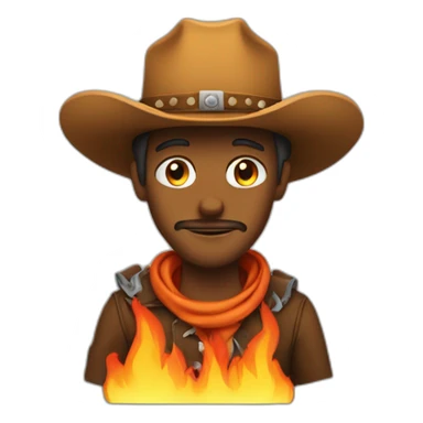 cowboy who has a hat made out of fire sticker